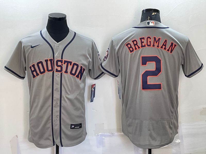 Men Houston Astros 2 Bregman Grey Elite Nike 2022 MLB Jerseys